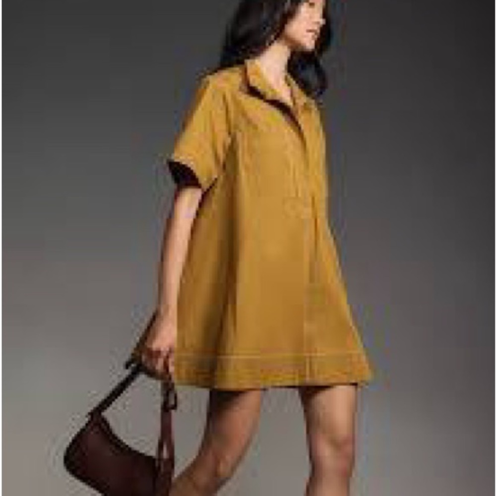 Maeve Mustard Yellow Swing Mini Dress